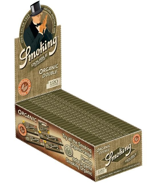 1 caja de Papel de fumar Smoking Organico, 1 Caja de 25 libritos dobles de ,120 hojitas por librito, tamaño corto 70mms.